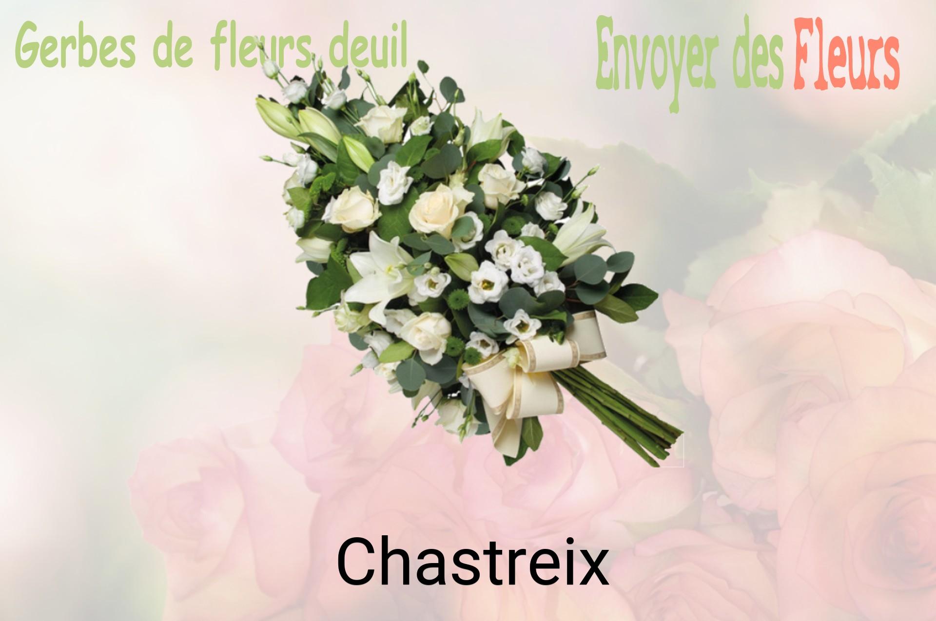 Gerbe de fleurs de deuil livrée à Chastreix